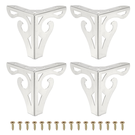 Uxcell Hollow Out Furniture Legs, Modern Metal Triangle Couch Feet Replacement Silver 3.7 Inch