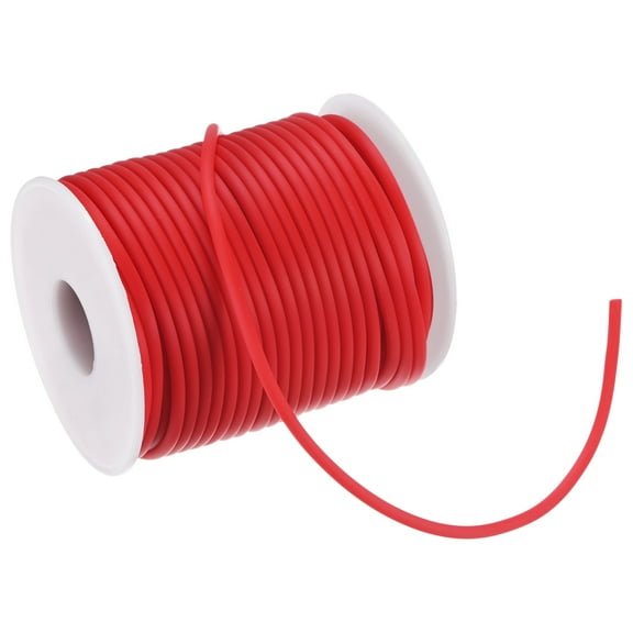 Uxcell Hollow Pipe Tubing Rubber Cord, 27.3 Yards 3mm Stretchy String with 1.5mm Hole for DIY Crafts, Bright Red