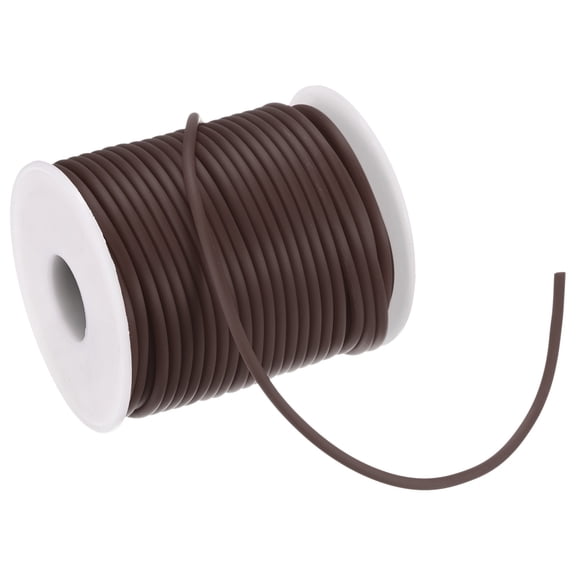 Uxcell Hollow Pipe Tubing Rubber Cord, 27.3 Yards 3mm Stretchy String with 1.5mm Hole for DIY Crafts, Dark Coffee