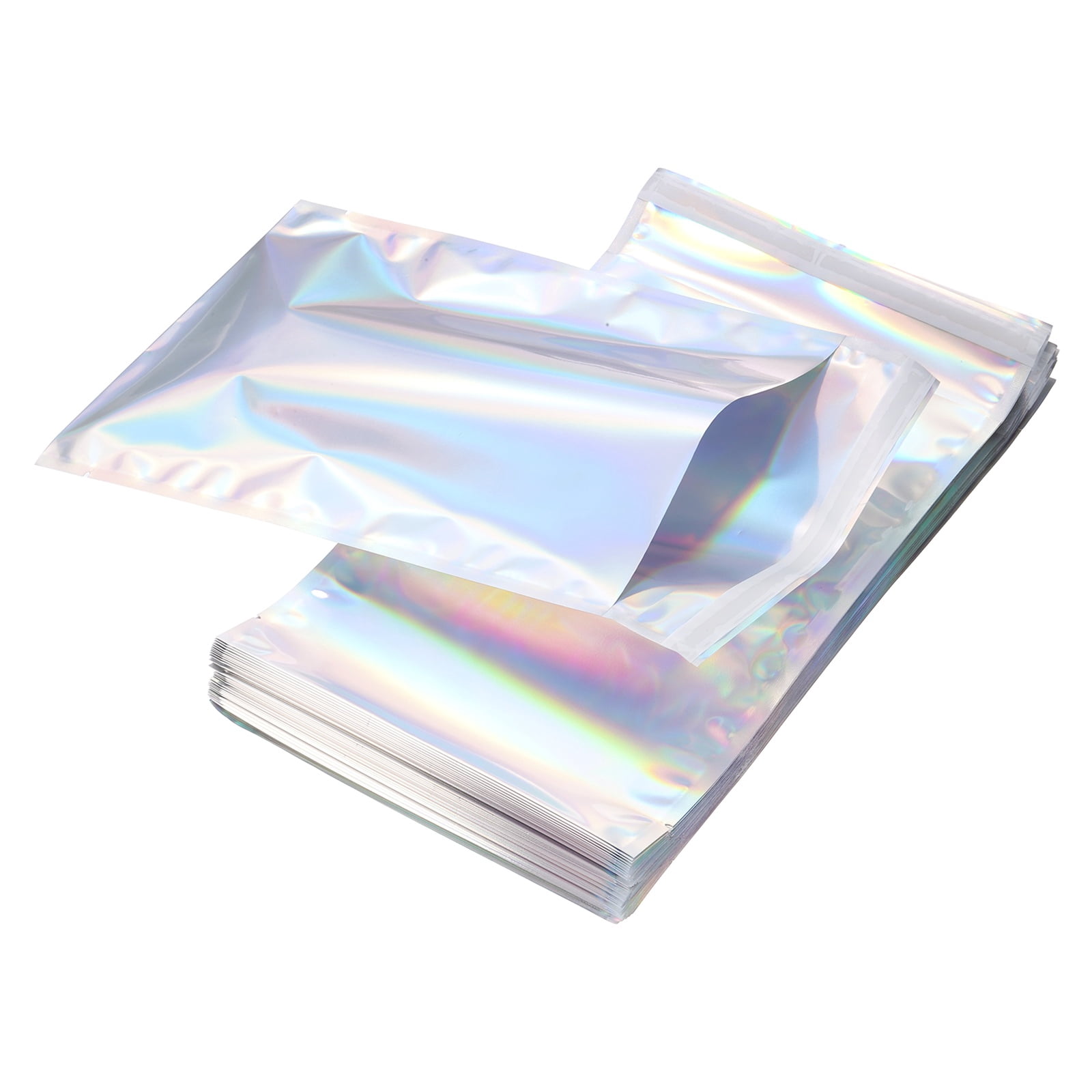 Uxcell Holographic Bags (11" x 6", Silver) (100Pcs) Holographic Metallic Poly Mailers Self Sealing Flat Foil Envelope Mailing Packaging Bags, Suit for - Jewelry/Sample/Shipping/Package