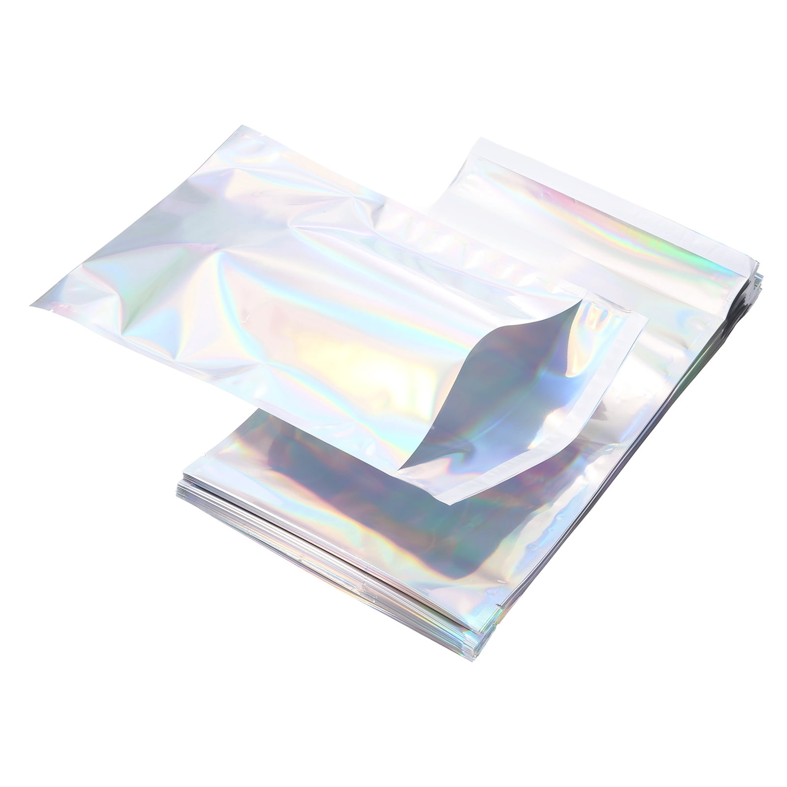 Uxcell Holographic Bags (12" x 7", Silver) (50Pcs) Holographic Metallic Poly Mailers Self Sealing Flat Foil Envelope Mailing Packaging Bags, Suit for - Jewelry/Sample/Shipping/Package