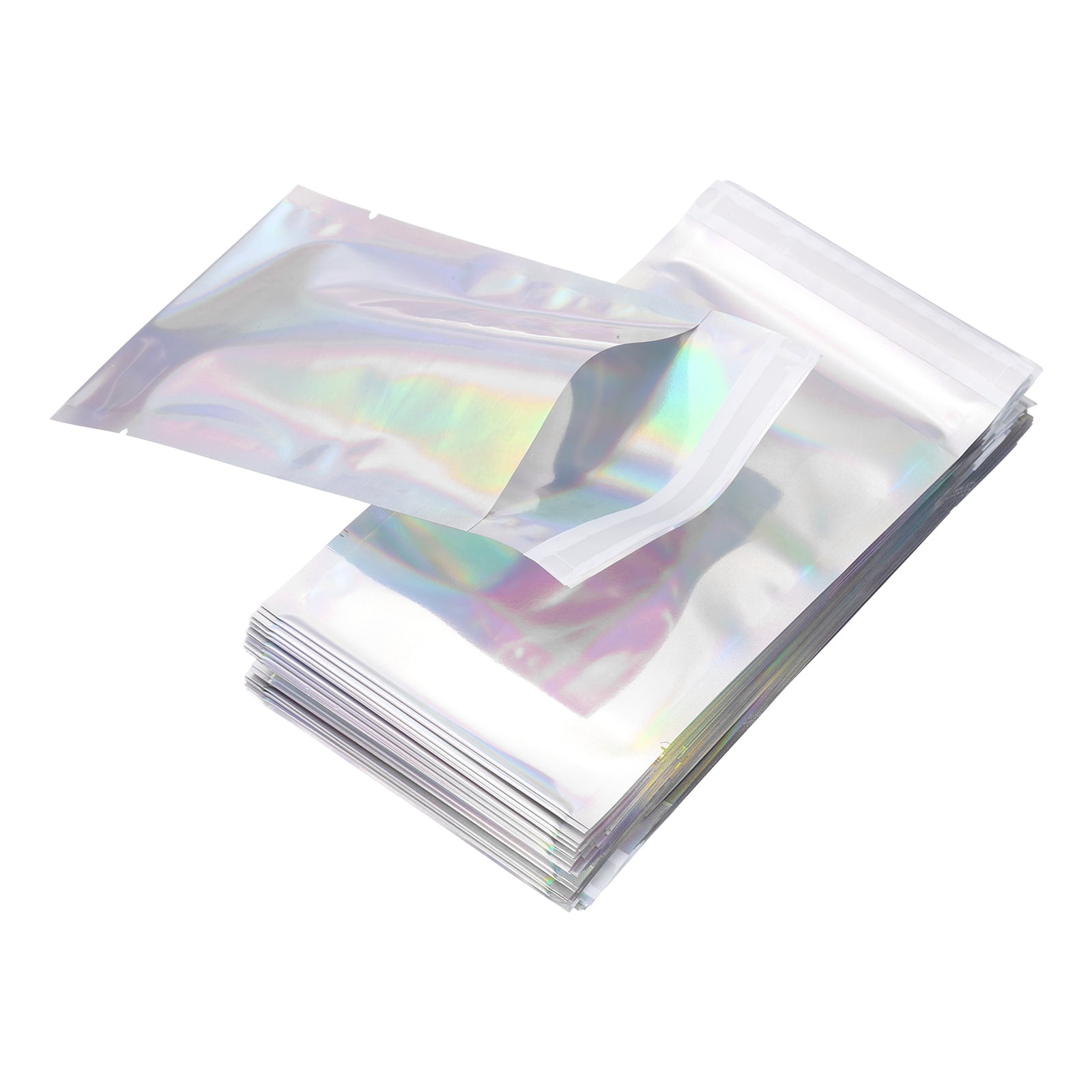Uxcell Holographic Bags (6" x 4", Silver) (100Pcs) Holographic Metallic Poly Mailers Self Sealing Flat Foil Envelope Mailing Packaging Bags, Suit for - Jewelry/Sample/Shipping/Package