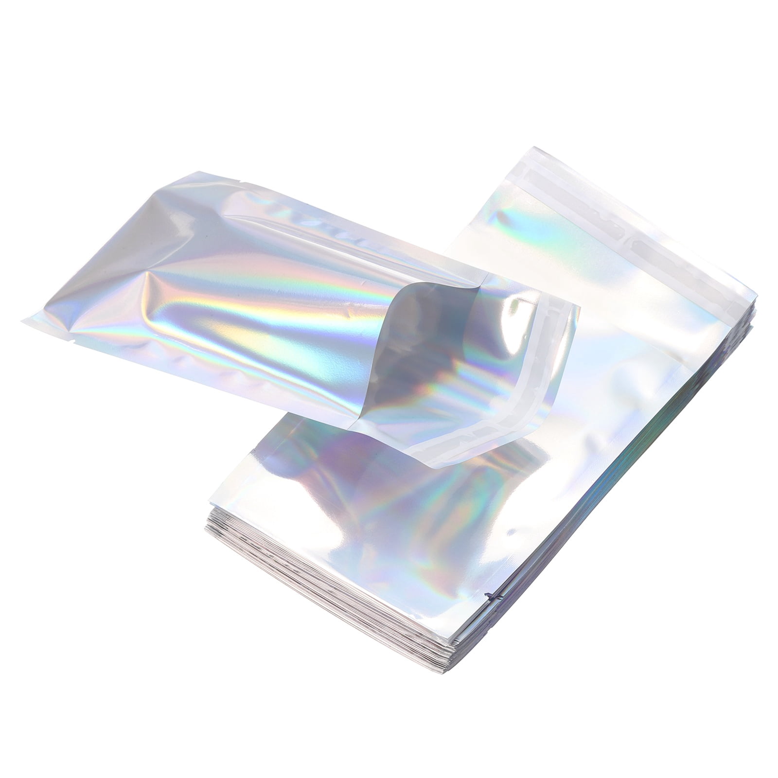 Uxcell Holographic Bags (7" x 4", Silver) (100Pcs) Holographic Metallic Poly Mailers Self Sealing Flat Foil Envelope Mailing Packaging Bags, Suit for - Jewelry/Sample/Shipping/Package