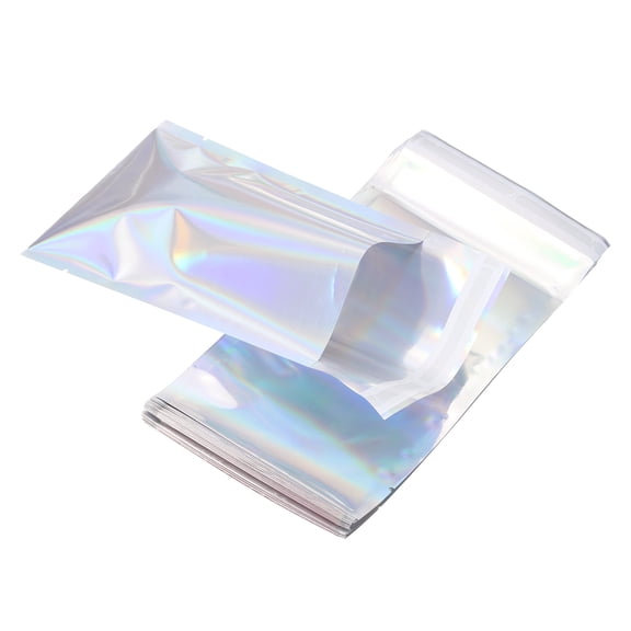 Uxcell Holographic Bags (7" x 4", Silver) (50Pcs) Holographic Metallic Poly Mailers Self Sealing Flat Foil Envelope Mailing Packaging Bags, Suit for - Jewelry/Sample/Shipping/Package