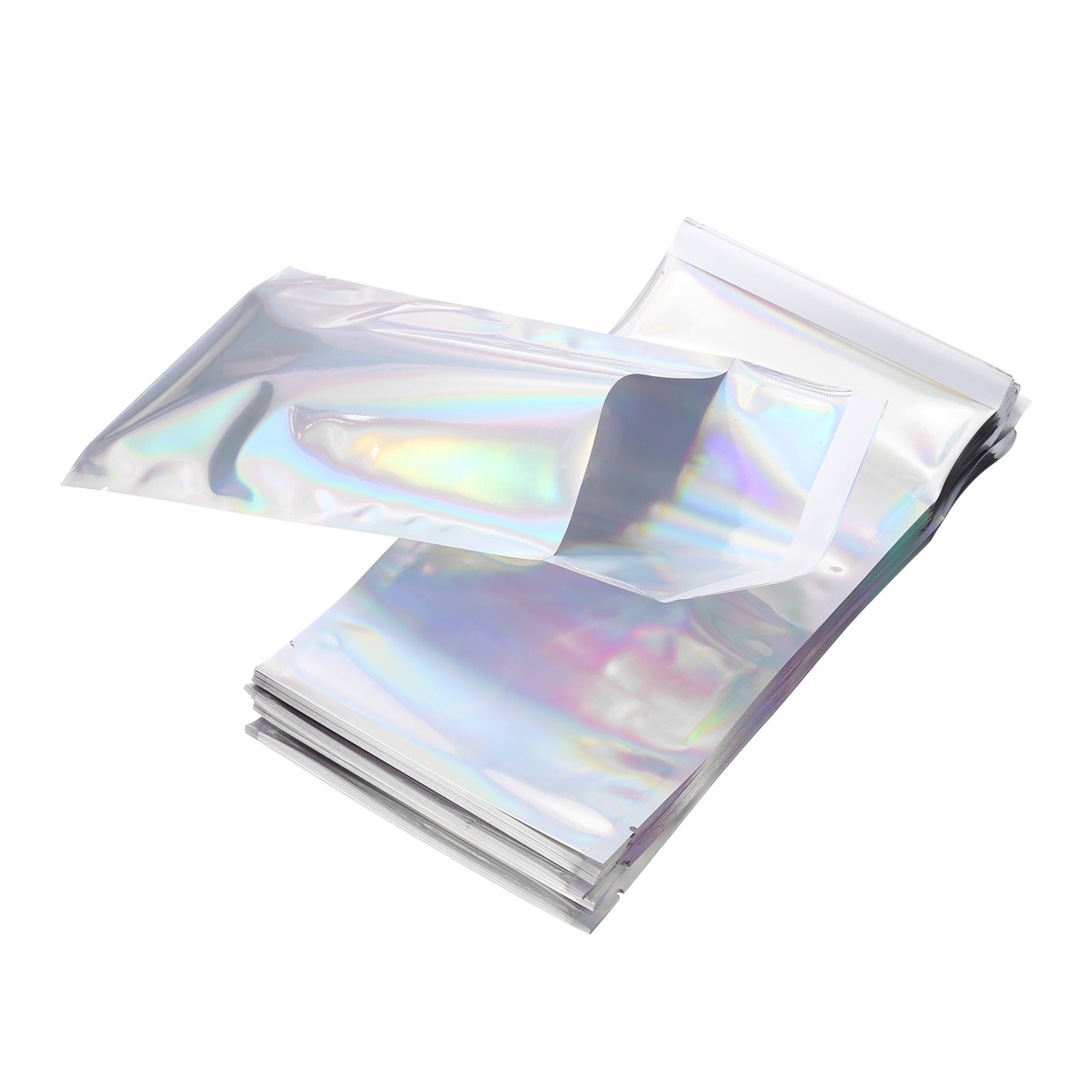 Uxcell Holographic Bags (9" x 5", Silver) (100Pcs) Holographic Metallic Poly Mailers Self Sealing Flat Foil Envelope Mailing Packaging Bags, Suit for - Jewelry/Sample/Shipping/Package