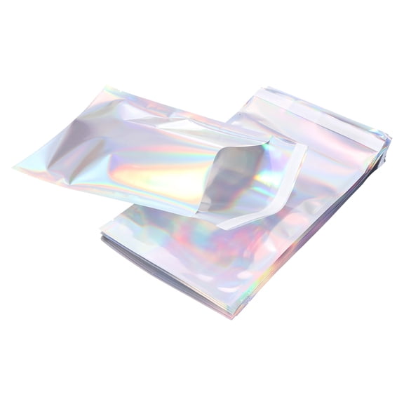 Uxcell Holographic Bags (9" x 6", Silver) (50Pcs) Holographic Metallic Poly Mailers Self Sealing Flat Foil Envelope Mailing Packaging Bags, Suit for - Jewelry/Sample/Shipping/Package