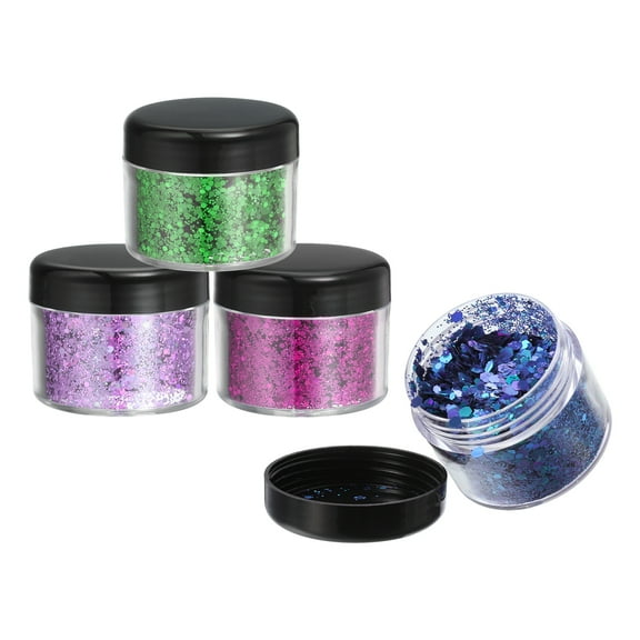 Uxcell Holographic Chunky Glitter, Craft Glitter Powder for Resin, 4Color, 4Jars