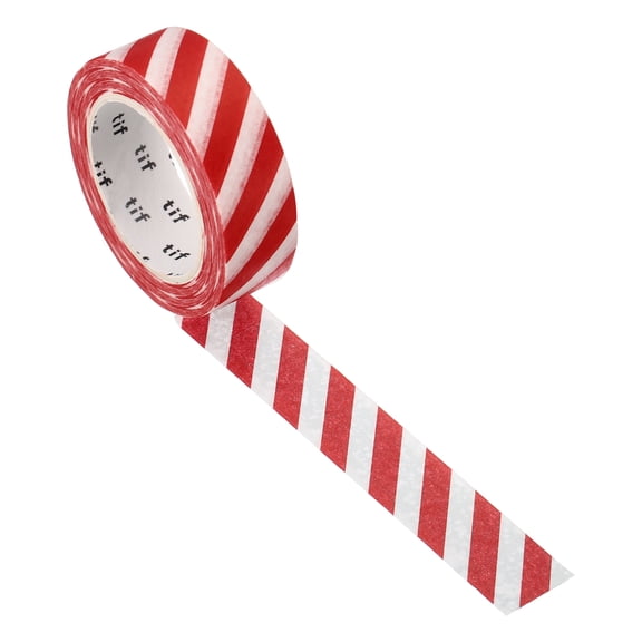 Uxcell Holographic Washi Tape 0.59 Inch x 10.93 Yards, 1 Roll Self Adhesive Stripe Pattern Masking Sticker, Red