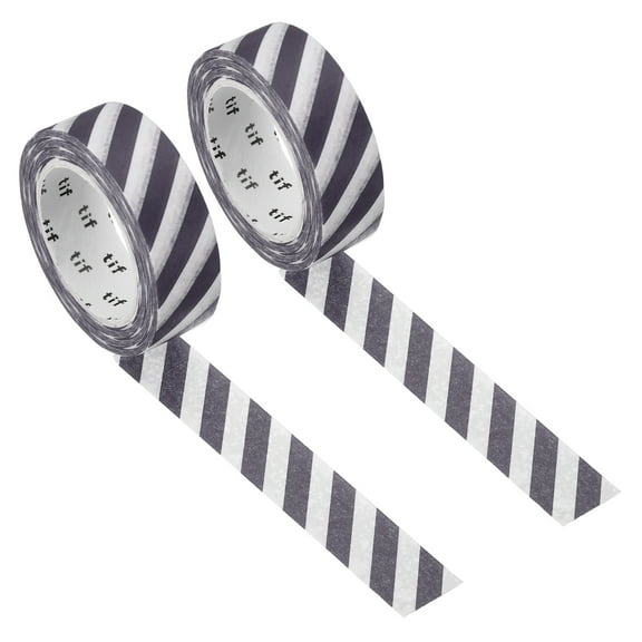 Uxcell Holographic Washi Tape 0.59 Inch x 10.93 Yards, 2 Roll Self Adhesive Stripe Pattern Masking Sticker, Light Gray