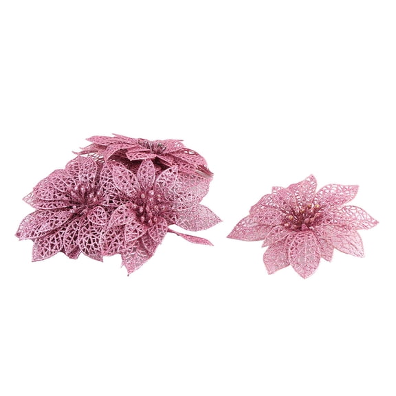 Uxcell Home Christmas Tree Artificial Hanging Ornaments Flower Pink 10 PCS