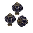 thumbnail image 1 of Uxcell Home Office Furniture Ceramic Pumpkin Shape Door Pull Handle Knob Navy Blue 3pcs, 1 of 4