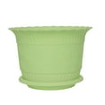thumbnail image 1 of Uxcell Home Office Garden Plastic Floral Pattern Plant Flower Pot Light Green w Tray, 1 of 2
