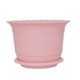 thumbnail image 1 of Uxcell Home Office Garden Plastic Floral Pattern Plant Flower Pot Pink w Tray, 1 of 2