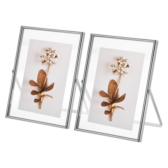 Uxcell Home Picture Frames, Photo Frames for Wall Mount and Table Top Display(6x8inch, Silver)
