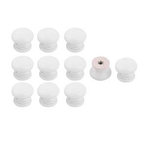 Uxcell Home Room Wood Round Door Wardrobe Closet Handle Pull Knob White 24 x 22mm 11pcs