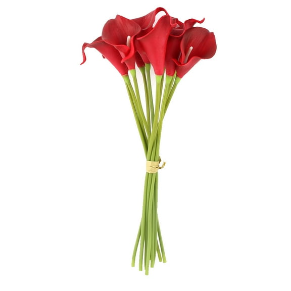 Uxcell Home Wedding Party Room Calla Lily Artificial Manmade Flowers Bouquet Red 10 Pcs