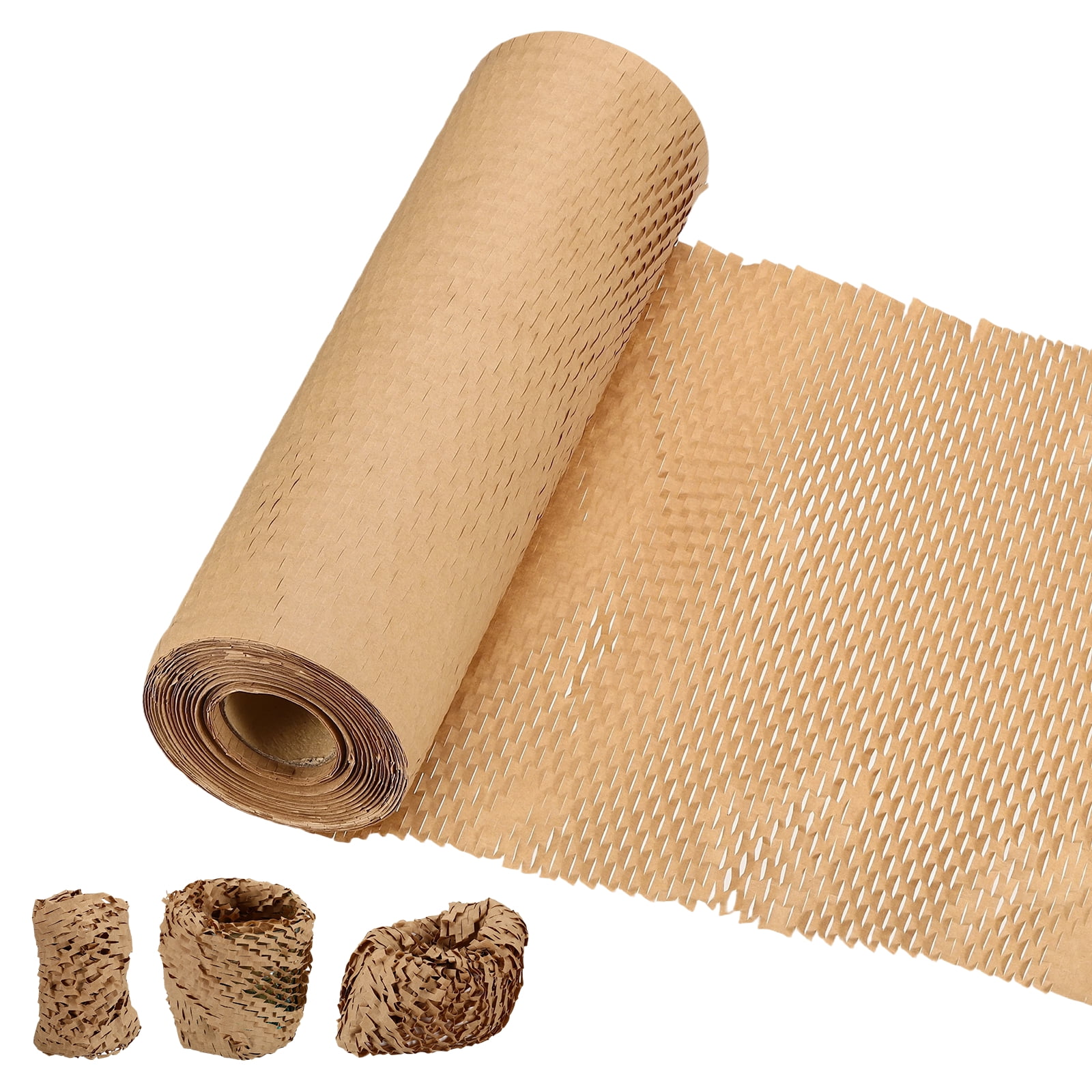 Uxcell Honeycombs Packing Paper Wrap, 12 Inch x 164 ft Wood Pulp Kraft Paper Bubble Pack Wrap Roll for Packing Shipping Moving, Cowhide