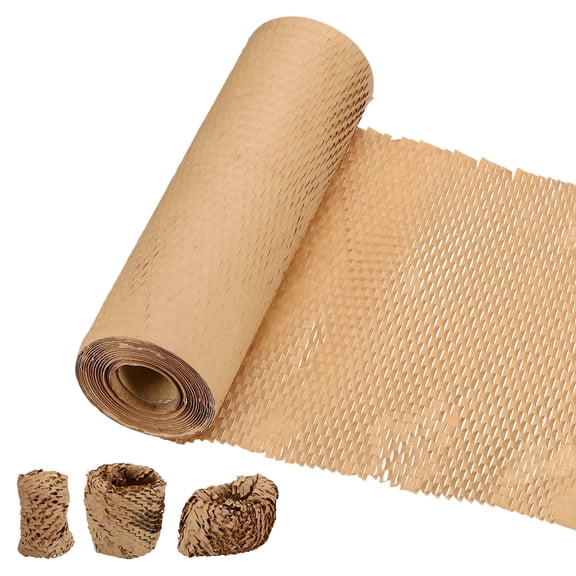 Uxcell Honeycombs Packing Paper Wrap, 12 Inch x 164 ft Wood Pulp Kraft Paper Bubble Pack Wrap Roll for Packing Shipping Moving, Cowhide