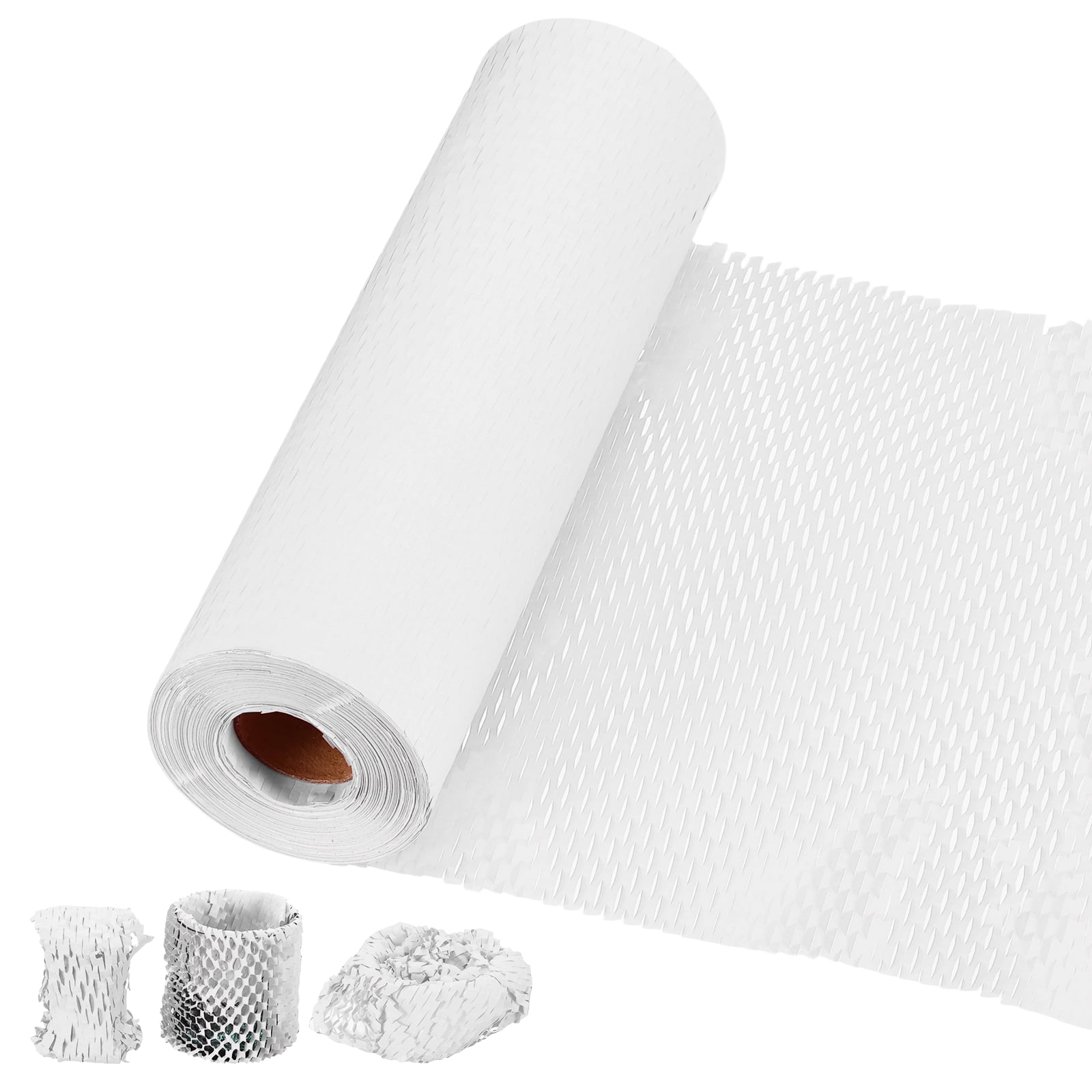 Uxcell Honeycombs Packing Paper Wrap, 12 Inch x 164 ft Wood Pulp Kraft Paper Bubble Pack Wrap Roll for Packing Shipping Moving, White