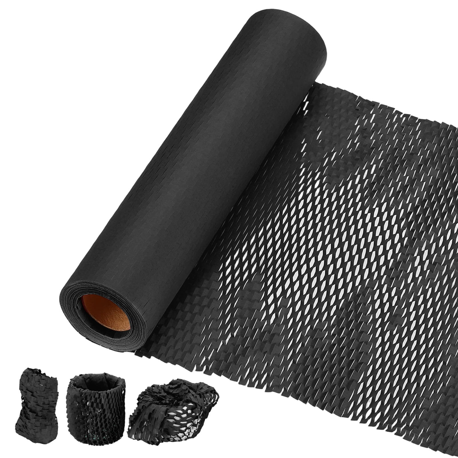 Uxcell Honeycombs Packing Paper Wrap, 12 Inch x 66 ft Wood Pulp Kraft Paper Bubble Pack Wrap Roll for Packing Shipping Moving, Black