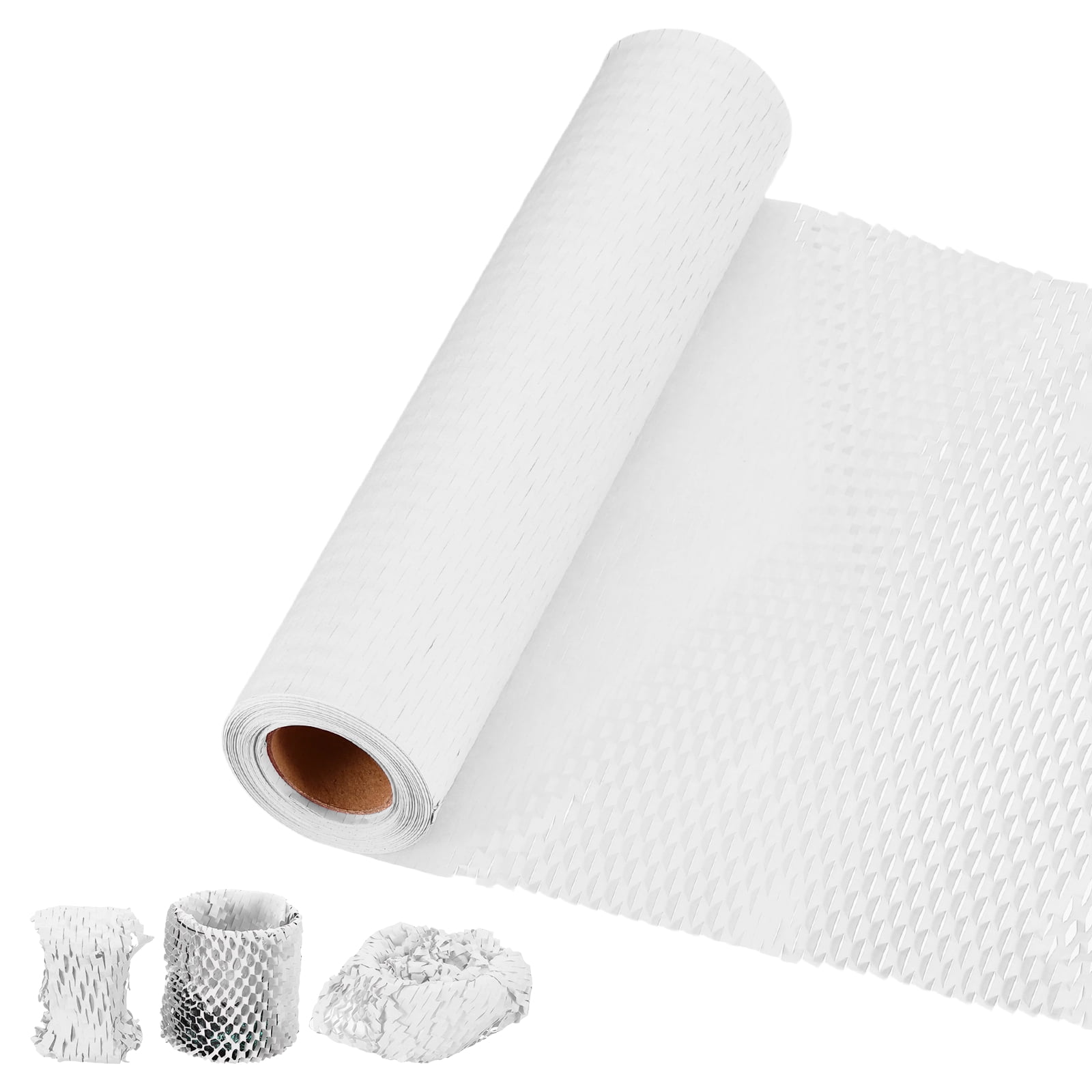 Uxcell Honeycombs Packing Paper Wrap, 12 Inch x 66 ft Wood Pulp Kraft Paper Bubble Pack Wrap Roll for Packing Shipping Moving, White