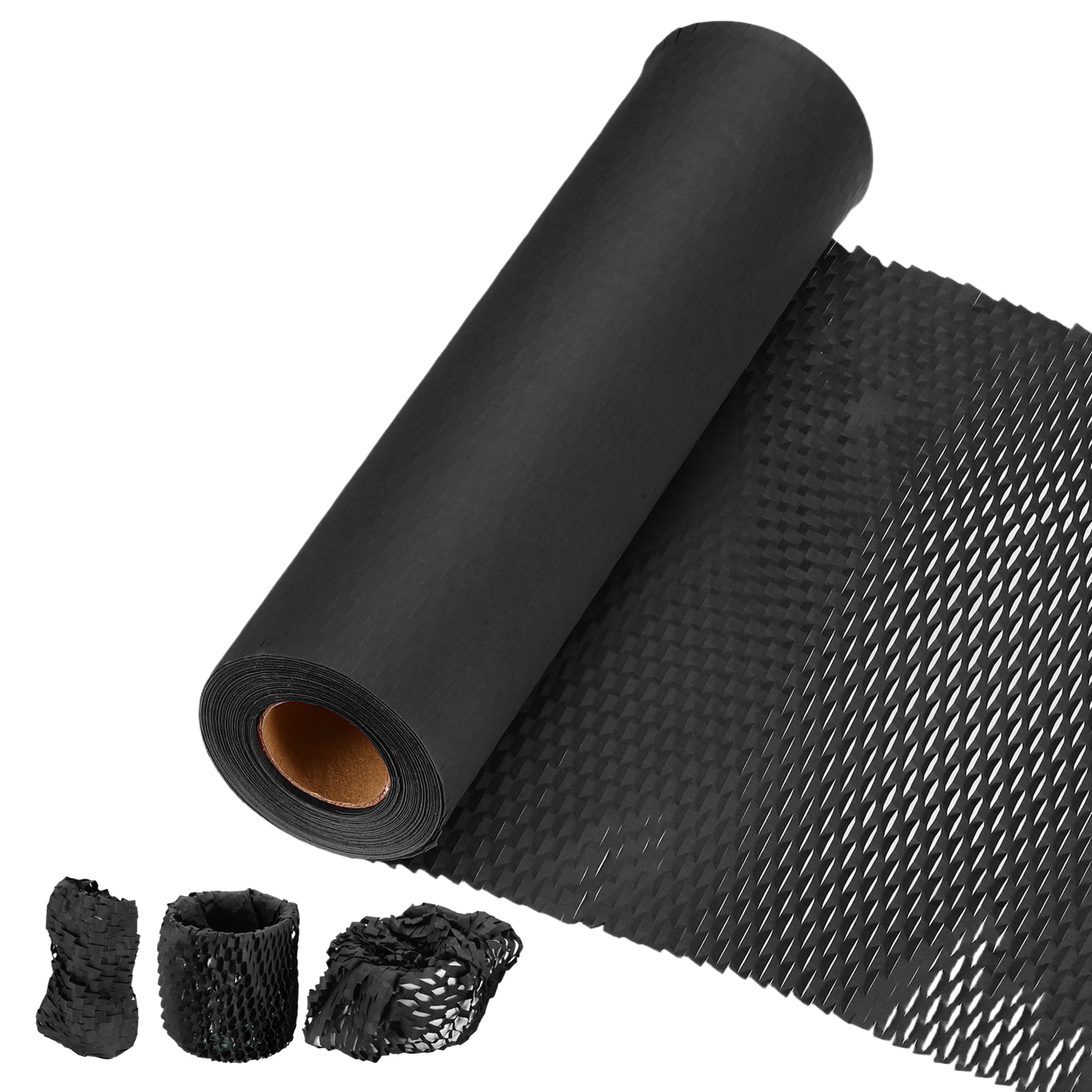 Uxcell Honeycombs Packing Paper Wrap, 12 Inch x 98 ft Wood Pulp Kraft Paper Bubble Pack Wrap Roll for Packing Shipping Moving, Black