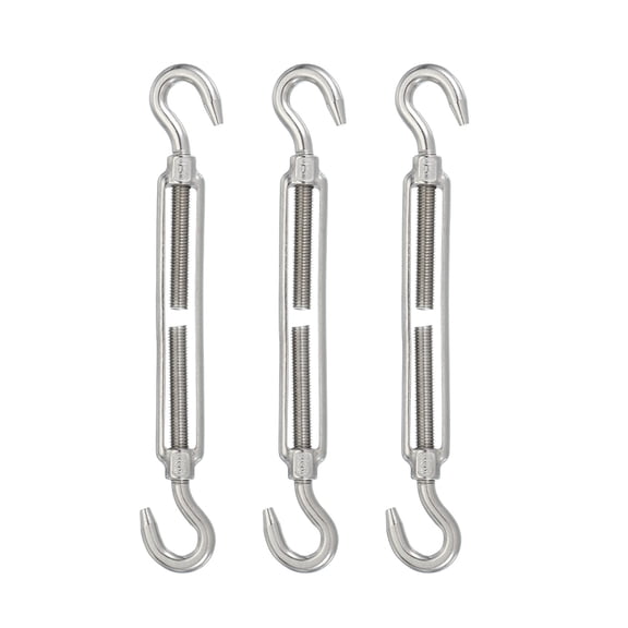 Uxcell Hook & Hook Turnbuckle, Stainless Steel 304 Adjustable Wire Rope Tensioner M10