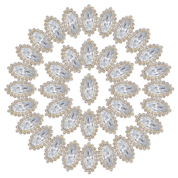 Uxcell Horse Eye Sew on Rhinestones Crystals Glass Gems Metal Base Flatback Diamond for DIY Crafts Sewing White