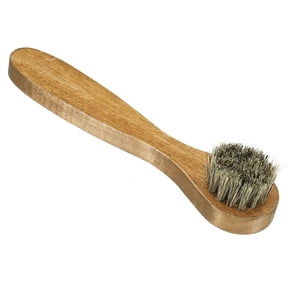 Uxcell Horsehair Shoes Brush with Handle Leather Polish Dauber, Brown