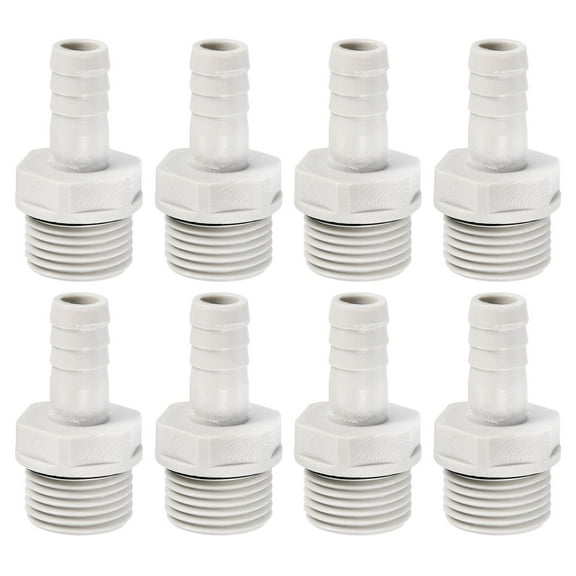 Uxcell Hose Barb Fitting 11mm Barbed G1/2 Male Thread, 8 Pack Pipe Connector, Grey