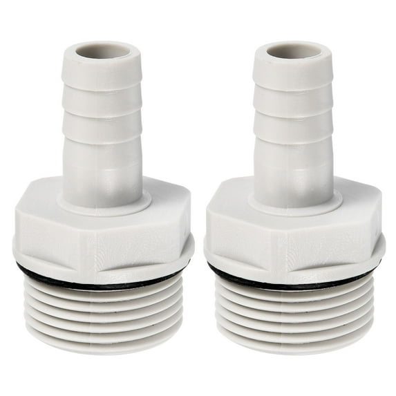 Uxcell Hose Barb Fitting 13mm Barbed G3/4 Male Thread, 2 Pack Pipe Connector, Grey
