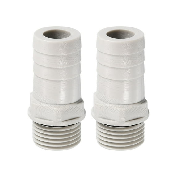 Uxcell Hose Barb Fitting 19.7mm Barbed G1/2 Male Thread, 2 Pack Pipe Connector, Grey