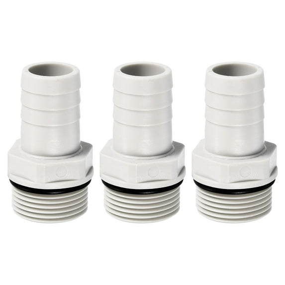 Uxcell Hose Barb Fitting 20mm Barbed G3/4 Male Thread, 3 Pack Pipe Connector, Grey