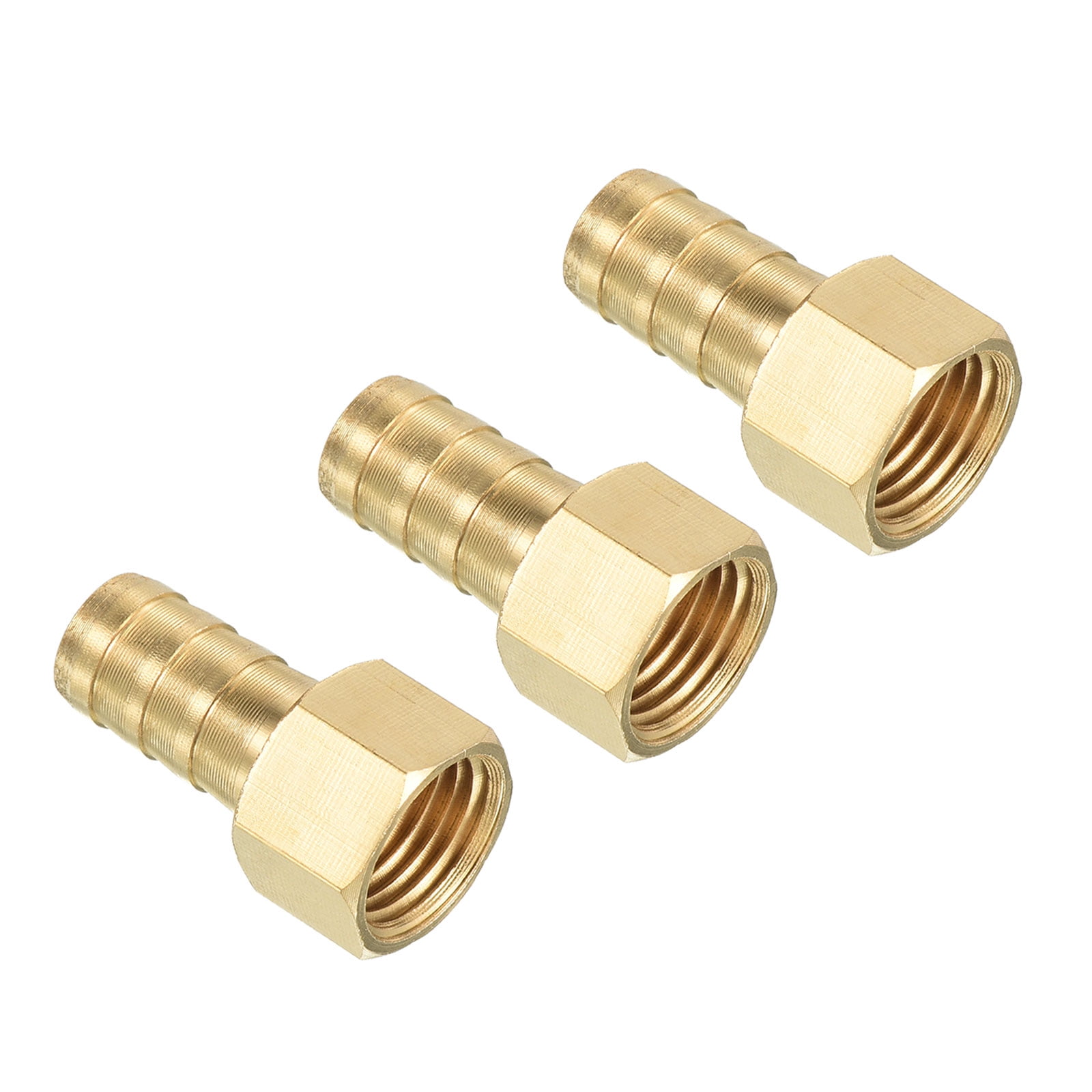 Uxcell Hose Barb Fitting Straight 10mm Barbed G1/4 Female Thread, 3 Pack  Brass, Yellow