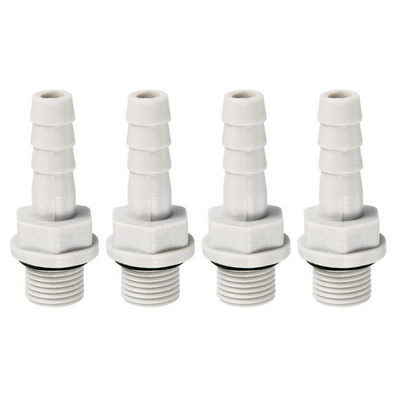 Uxcell Hose Barb Fitting Straight 7mm Barbed G1/8 Male Thread, 4 Pack POM Plastic Pipe Connector, Grey