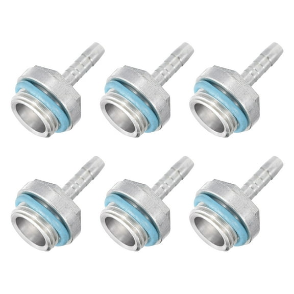 Uxcell Hose Barb Fittings G1/4 x 4mm Thread Male Aluminum Pipe Fitting Adapter for Water Cooling System Pack of 6