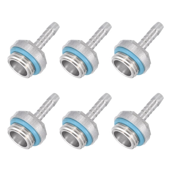 Uxcell Hose Barb Fittings G1/4 x 5mm Thread Male Aluminum Pipe Fitting Adapter for Water Cooling System Pack of 6
