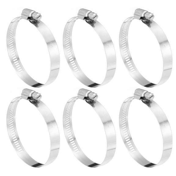 6 Pack Hose Clamp, 2" to 3" Adjustable Stainless Steel Worm Gear Hose Clamps