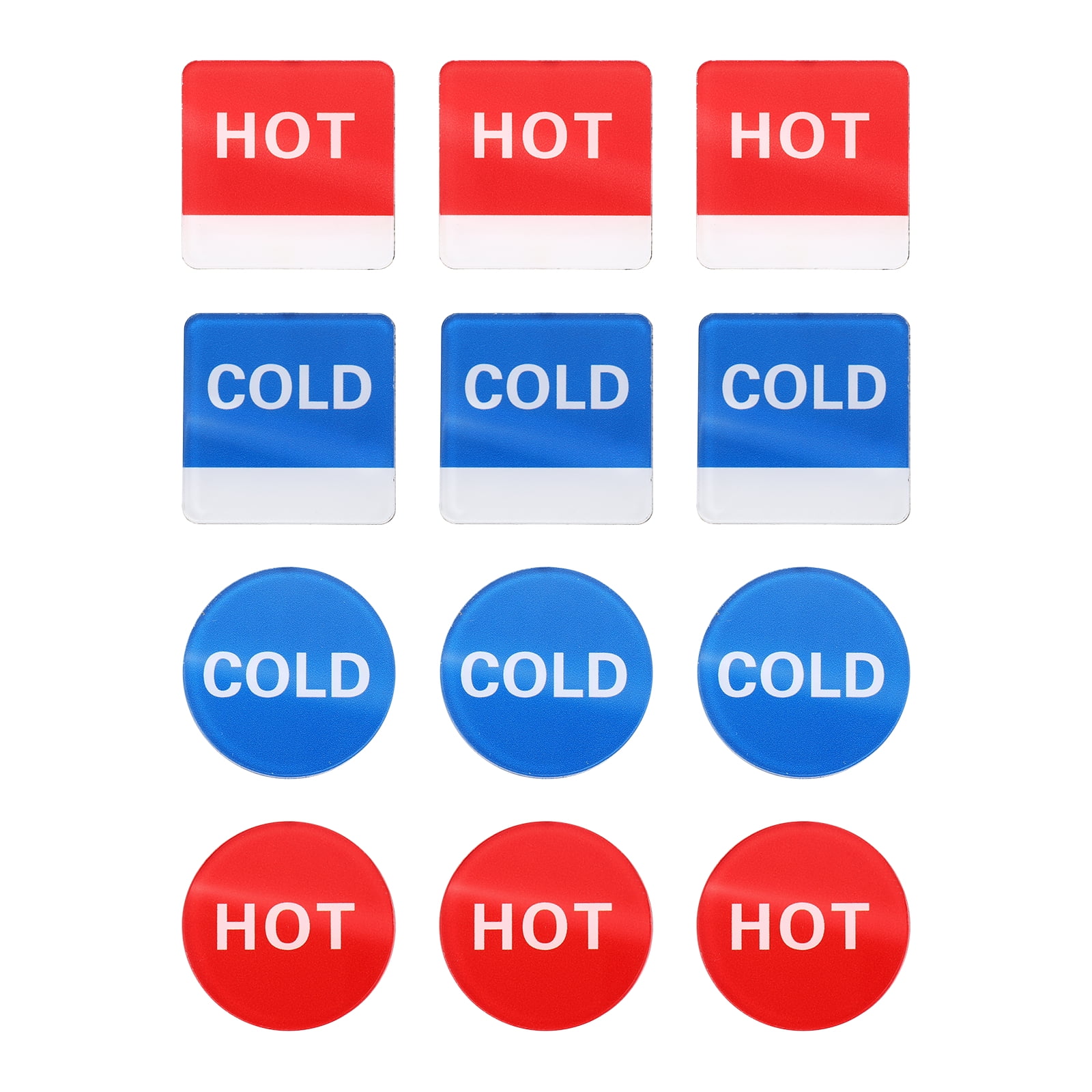 Uxcell Hot and Cold Self-adhesive Stickers, 6Set Acrylic Round/Square ...