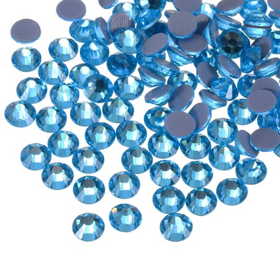 Uxcell Hotfix Rhinestones Flatback Crystal Glass Gems for Crafts Clothes DIY Decoration 288Pcs Blue