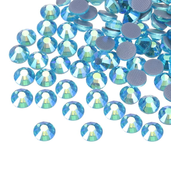Uxcell Hotfix Rhinestones Flatback Crystal Glass Gems for Crafts Clothes DIY Decoration 288Pcs Bright Light Blue