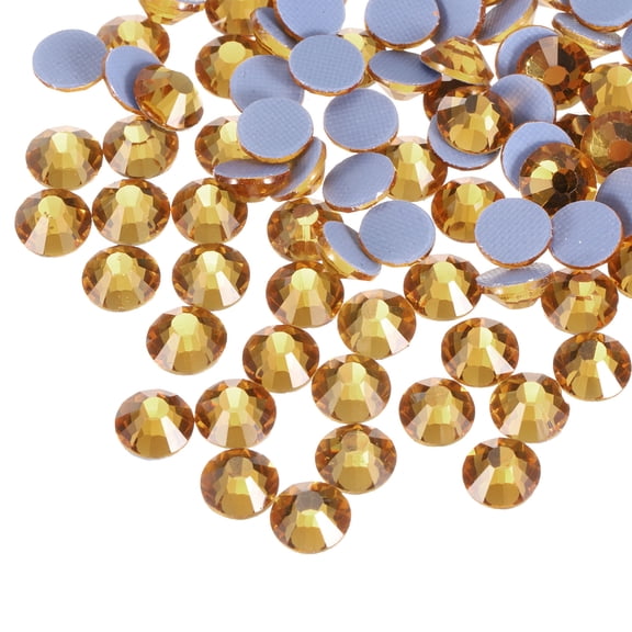 Uxcell Hotfix Rhinestones Flatback Crystal Glass Gems for Crafts Clothes DIY Decoration 288Pcs Dark Gold