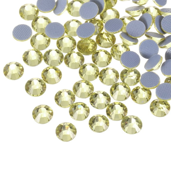 Uxcell Hotfix Rhinestones Flatback Crystal Glass Gems for Crafts Clothes DIY Decoration 288Pcs Light Yellow