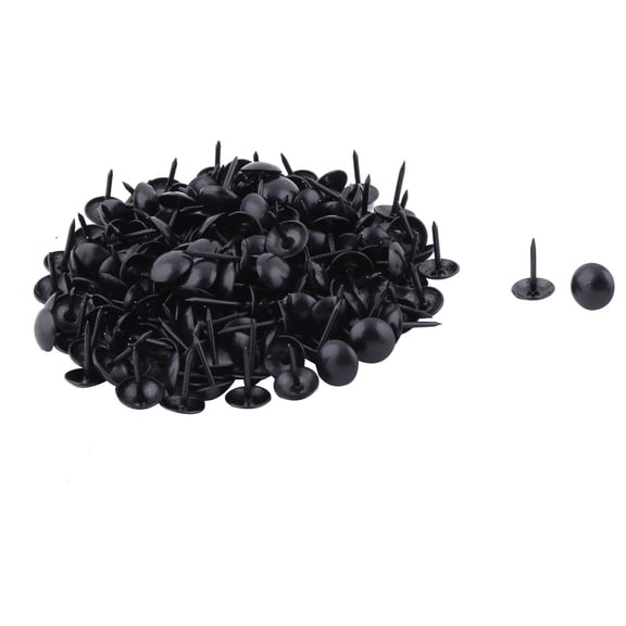 Uxcell Household Metal Round Cap Thumb Tack Nail Decor Pushpin Black 9 x 13mm 200pcs