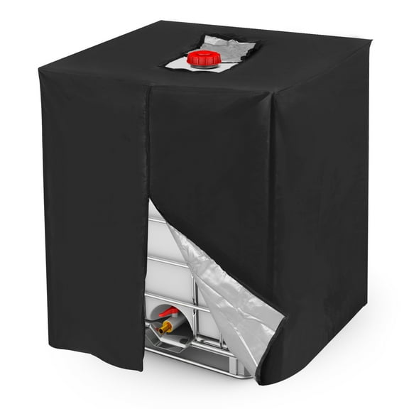 Uxcell IBC Tote Cover 275 Gallon 1000L 420D Fabric Waterproof Tank Protective Cover with Zipper for Garden, Black