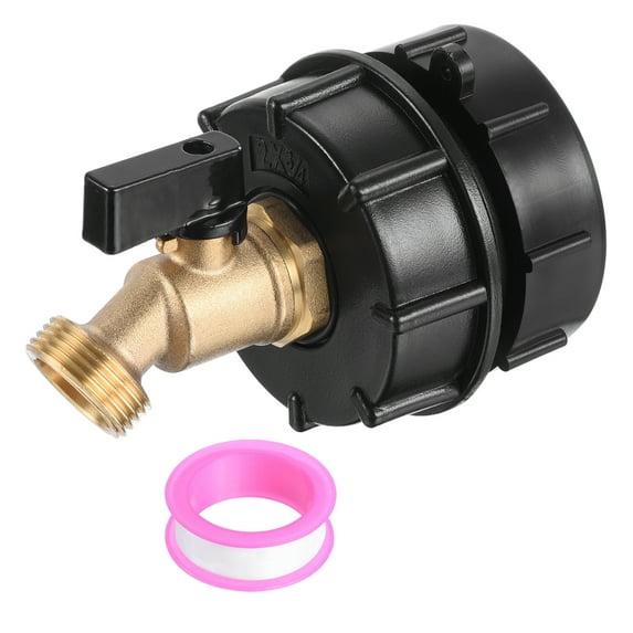 Uxcell IBC Tote Fitting 275-330 Gallon IBC Tote Tank Adapter Fine Thread 3/4" Brass Hose Faucet Valve 2"