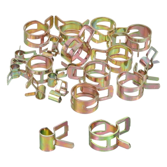 Uxcell ID 5mm 15mm 3/16 Inch 9/16 Inch Fuel Line Hose Clips, Pipe Clamps,Spring Hose Clamp,Low Pressure Air Clamp,Pack of 20(Rose Gold)