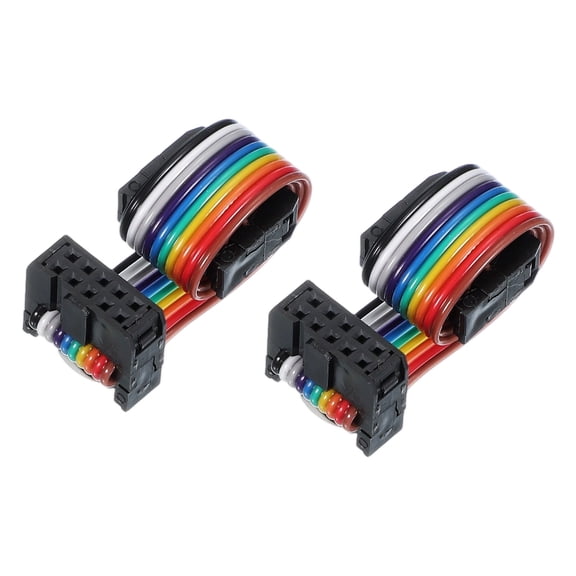 Uxcell IDC Connector Flat Ribbon Cable Dual Row Data Cable Female to Female for IDE Drive Printer Industrial DIY Electronics 150x12 mm 10 Pins