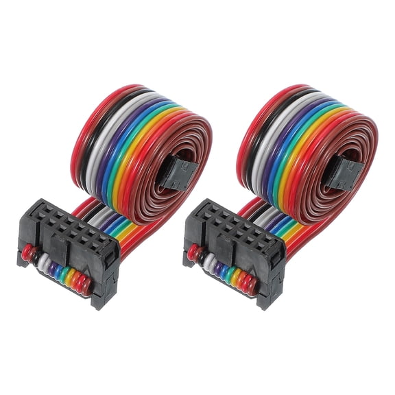 Uxcell IDC Connector Flat Ribbon Cable Dual Row Data Cable Female to Female for IDE Drive Printer Industrial DIY Electronics 500x15 mm 12 Pins