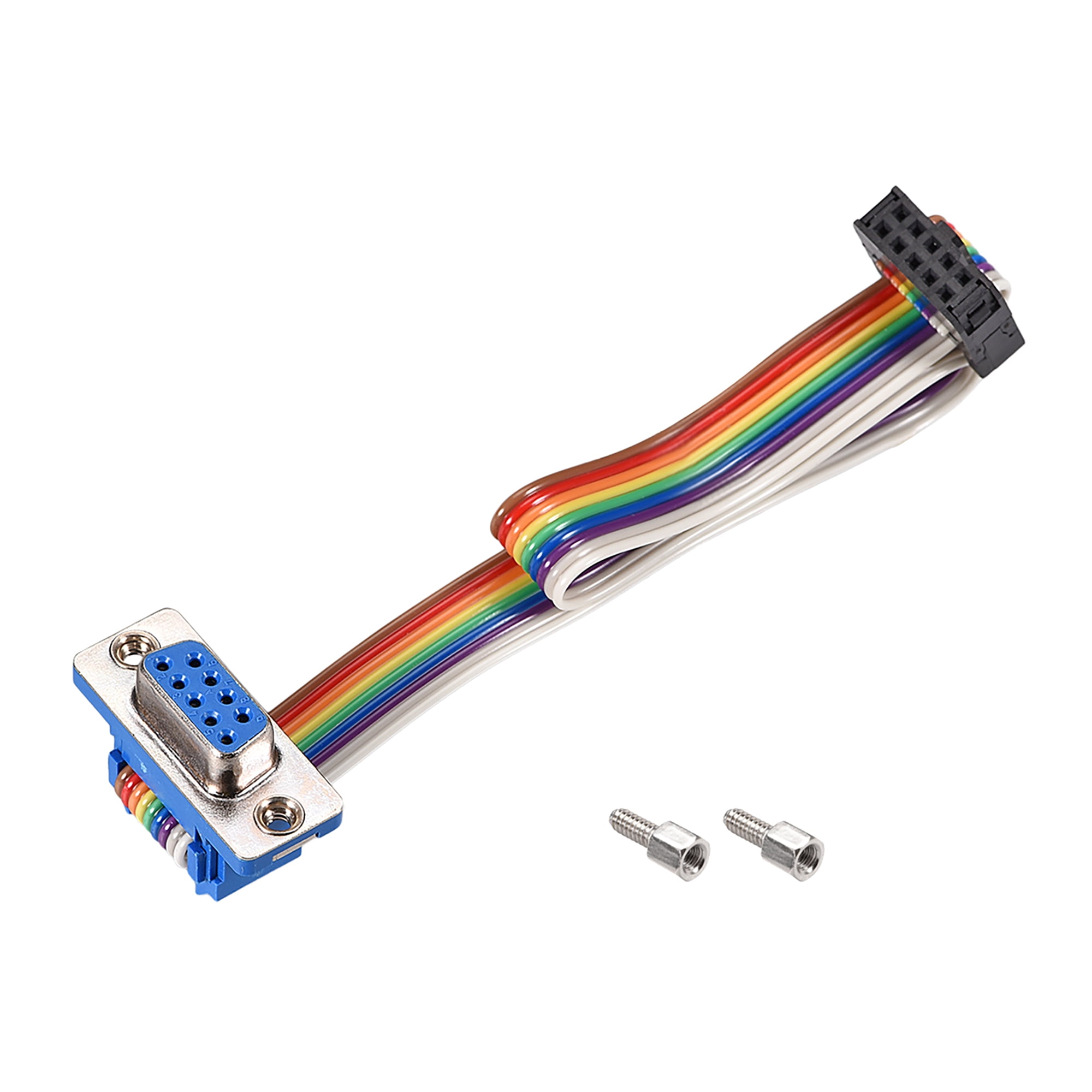 Uxcell IDC Rainbow Wire Flat Cable FC-10 to DB9 Female Connector 0.1 ...